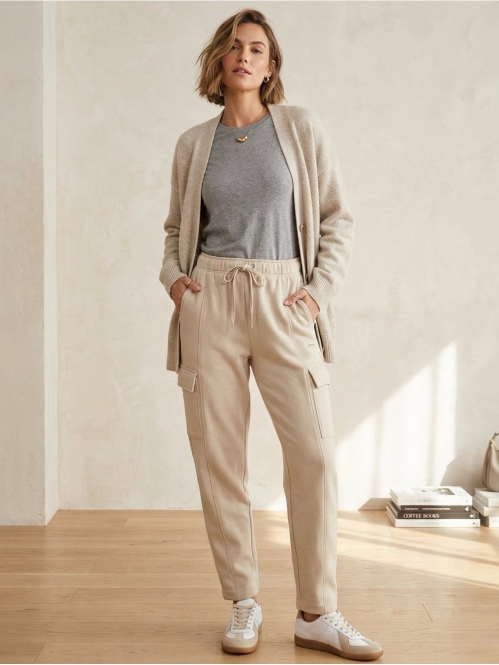 Girlfriend Collective Adjustable Jogger Cargo Pant Beige